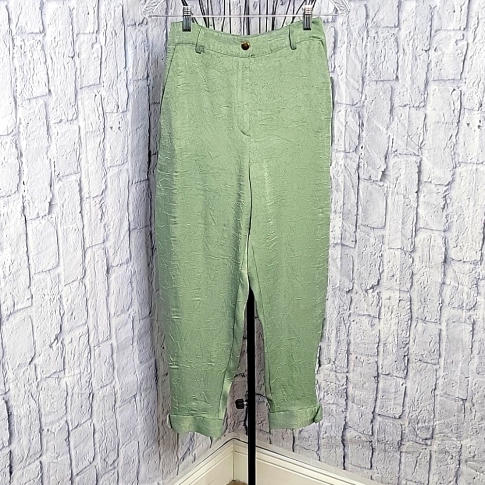 ZARA Satin Jogging Trousers withโ a Wrinkled Effect Size XS